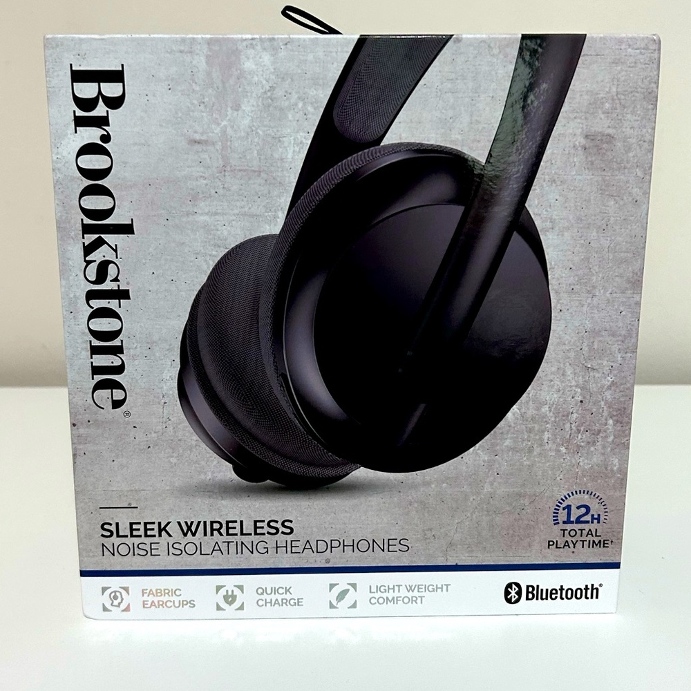 Brookstone Wireless Noise‎ Isolating Headphones - Black